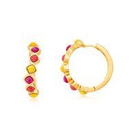 RED HOWLITE, PINK HOWLITE AND YELLOW HOWLITE EARRING