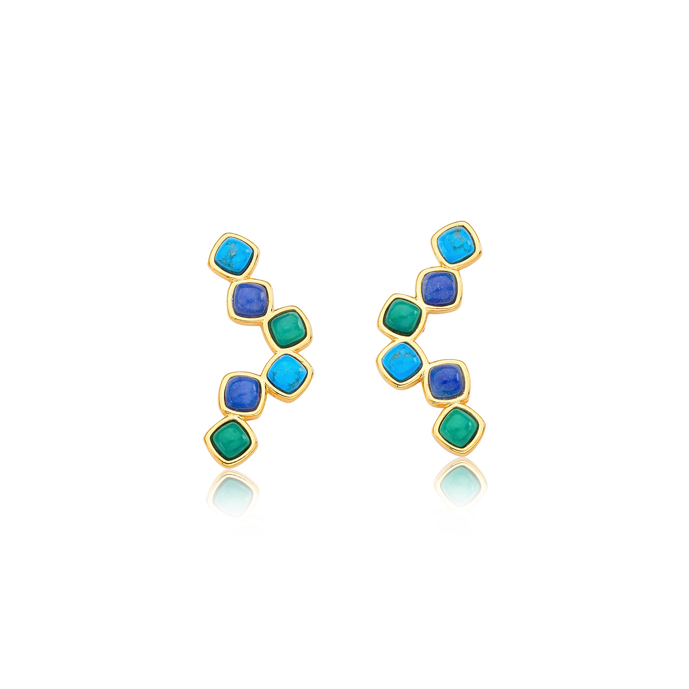 TURQUOISE HOWLITE, INDIGO BLUE QUARTZ AND GREEN HOWLITE EARRING