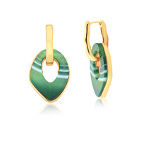 AGATE GREEN STRIPED GAIA EARRING