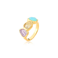 AMETHYST, RUTILE AND BLUE SKY AGATE RING