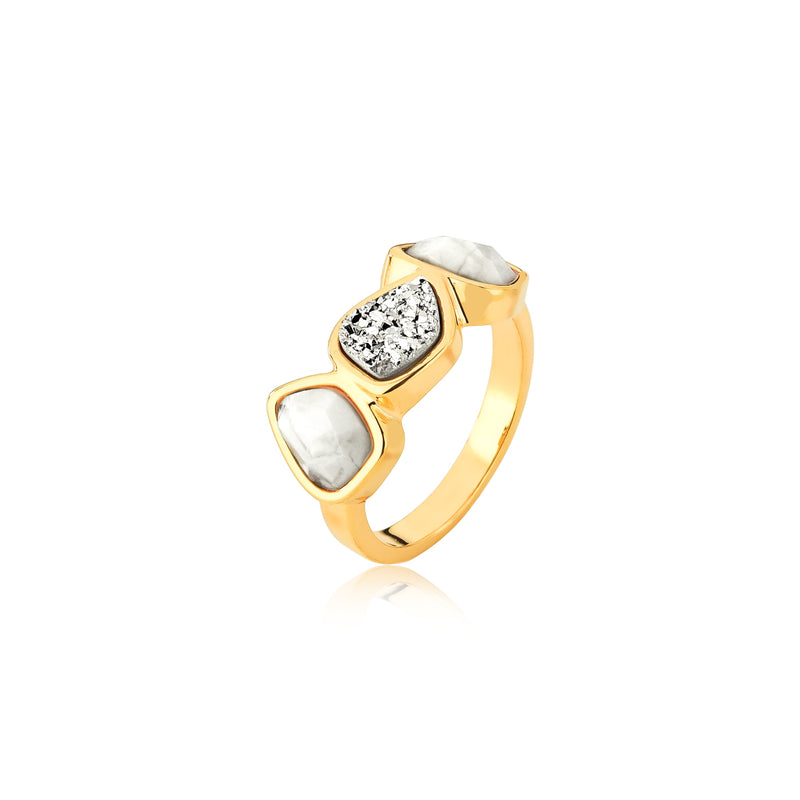 HOWLITE NATURAL / PLATINUM DRUSE RING