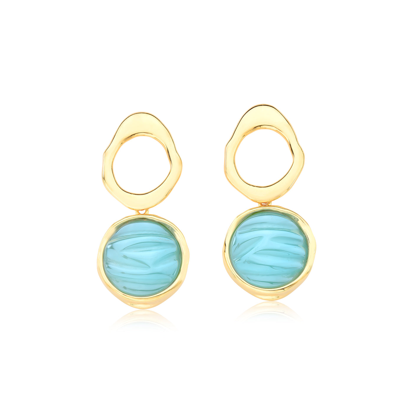 BLUE PEARLESCENT AGATE WAVE EARRING