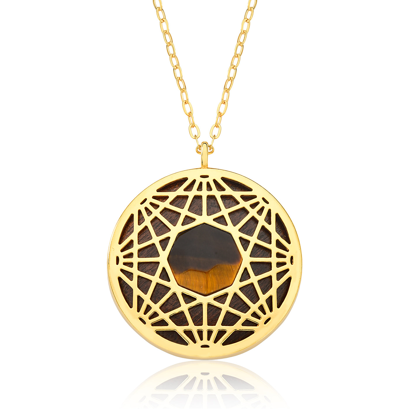 TIGER'S EYE MANDALA NECKLACE