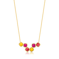 RED HOWLITE, PINK HOWLITE AND YELLOW HOWLITE NECKLACE