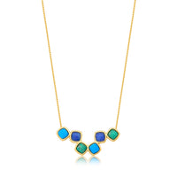 TURQUOISE HOWLITE, INDIGO BLUE QUARTZ AND GREEN HOWLITE NECKLACE