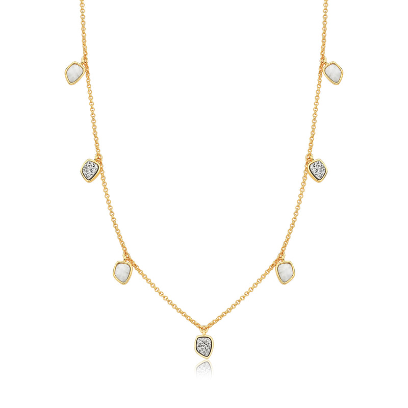 HOWLITE NATURAL/ PLATINUM DRUSE NECKLACE