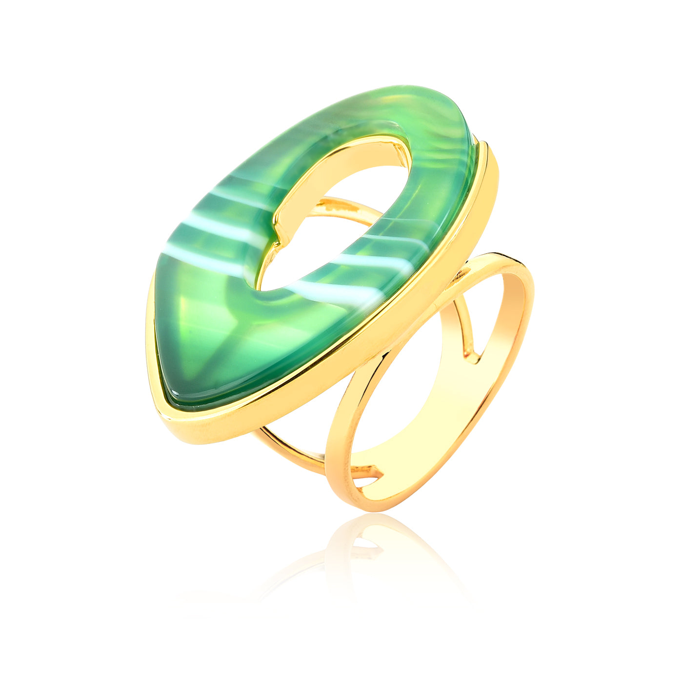 AGATE GREEN STRIPED GAIA RING